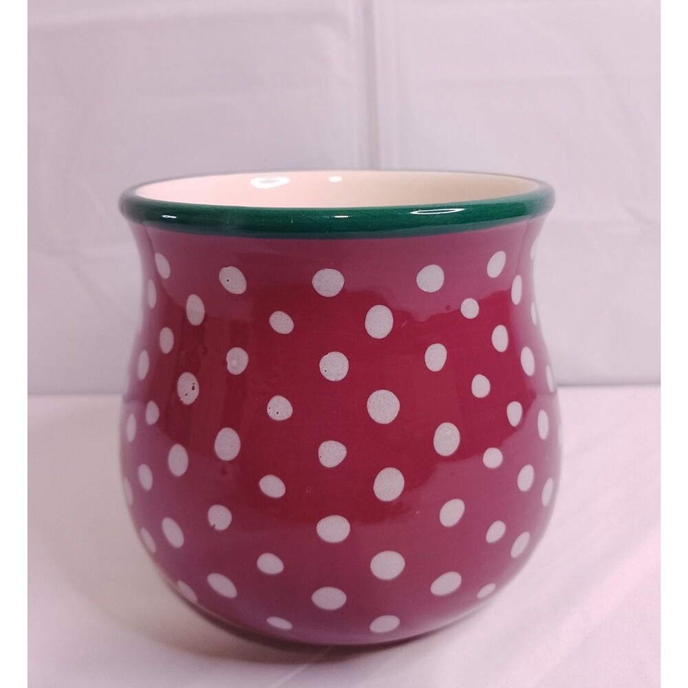 Pioneer Woman Belly Mug Darling Dots 28 Oz Red White Green Polka Dot Coffee Cup - Picture 4 of 6